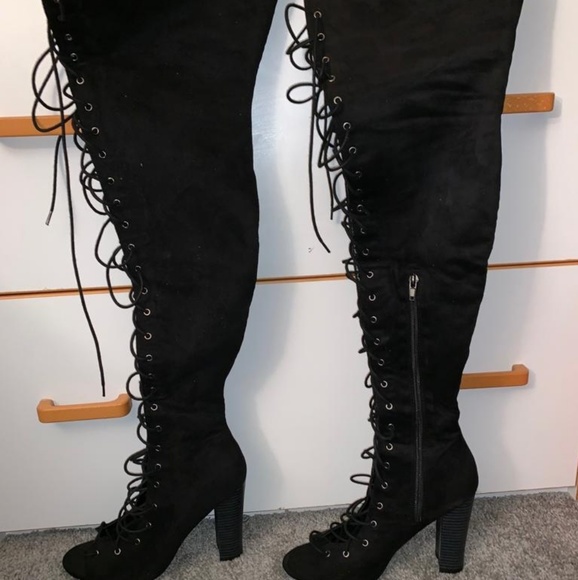 black thigh high boots fashion nova